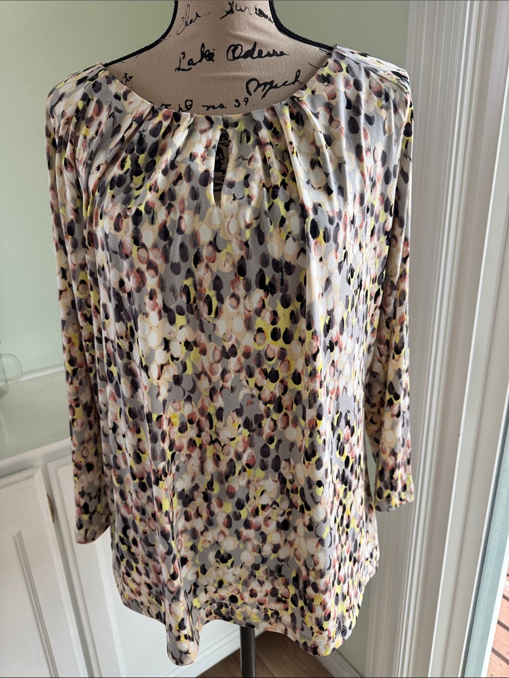 Liz Claiborne Multicolor Watercolor Dot Blouse